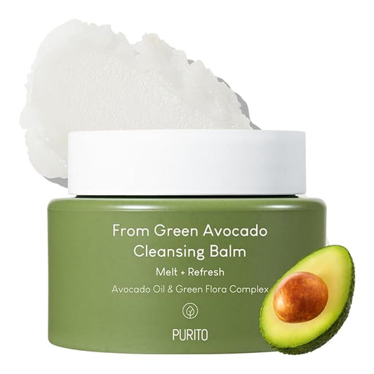 PURITO From Green Avocado Cleansing Balm 100ml / 3.38 fl. oz., Melt-In Moisture with Avocado Oil, Vegan, Cruelty-Free, Suitable for Dry Skin, Korean Skincare