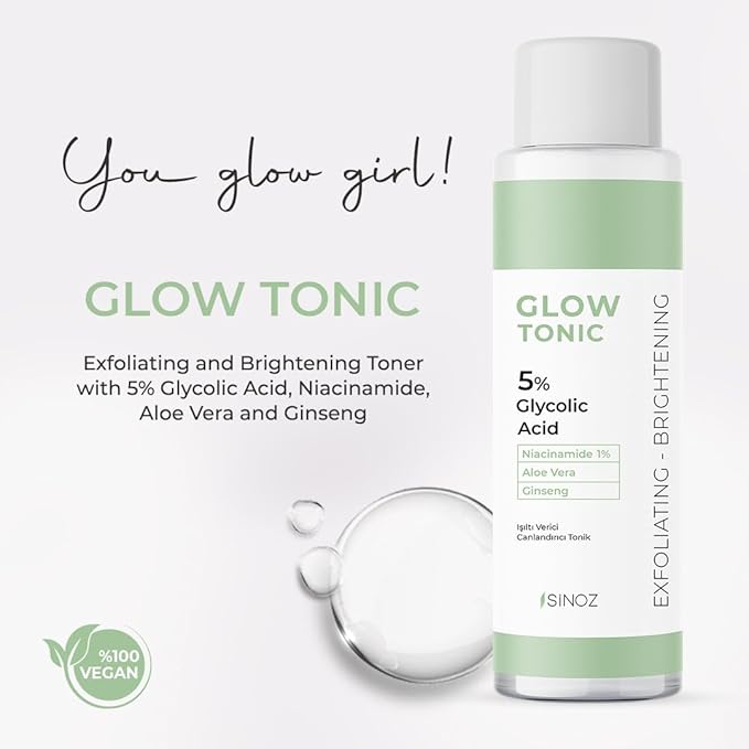 Glow Tonic | Pore Tightening, Exfoliating & Purifying | with Salicylic Acid, Niacinamide, Aloe Vera & Ginseng | Reduces Pores, Shine & Blackheads | Serum-Effective Formula | 200 ml
