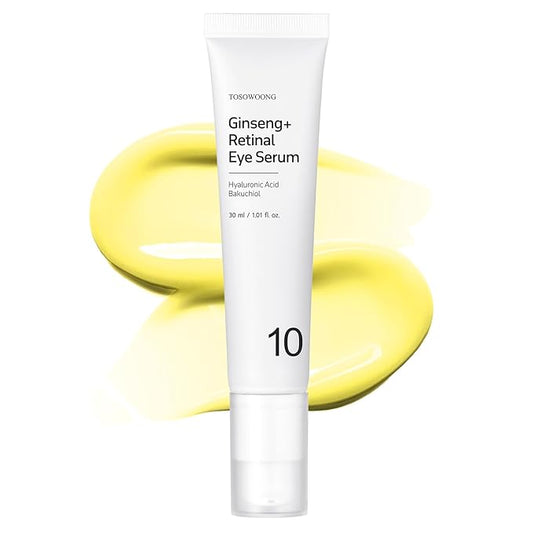Ginseng Plus Retinal Eye Serum with Retinal Niacinamide Bakuchiol Correction for Puffy Eye Bags Fine Lines Dark Circles Wrinkles, Korean Skin Care, 30ml, 1.01 fl.oz.