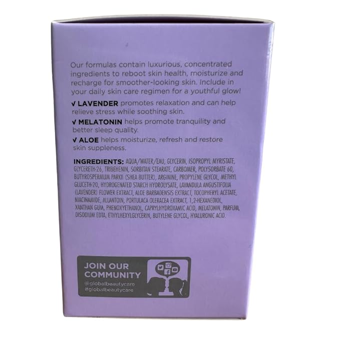 Calming Night Face Cream for Women - Anti Aging Face Moisturizer with Lavender, Melatonin & Aloe – Facial Moisturizer for Dry Skin & All Skin Types 1.7 fl. oz.