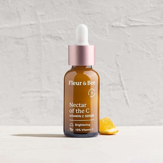 Vitamin C Serum for Face - 10% Vitamin C with Hyaluronic Acid, Vitamin E - Vegan & Clean - Anti Aging, Reduce Appearance of Wrinkles, Dark Age Spots, Lines - Nectar of the C by Fleur & Bee (1 Fl Oz)