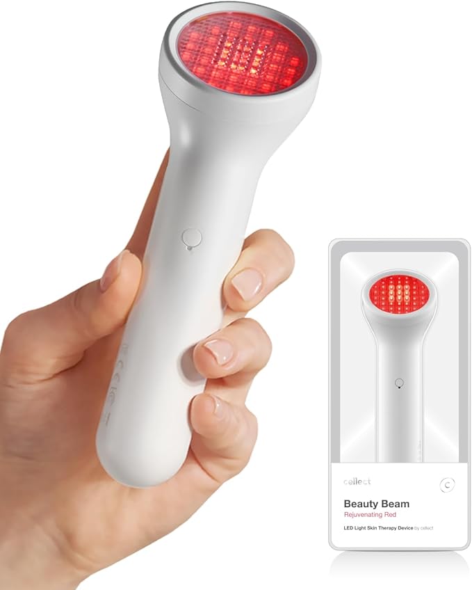 Rejuvenating Red Beauty Beam by CELLECT Red LED Handheld Infrared Therapy Facial Spa & Home Collagen Skincare Device for Wrinkles and Fine Lines