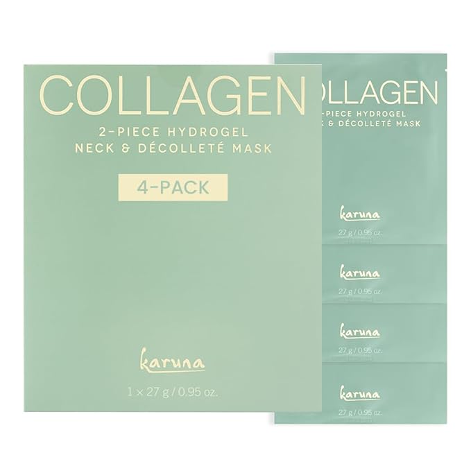 Karuna Skin - COLLAGEN Decollete & Neck Hydrogel Mask, 2-Piece Deeply Moisturizing Wrinkle Patches, Age-Defying, Hydrating & Rejuvenating, Targets Fine Lines & Wrinkles, 4 Packs
