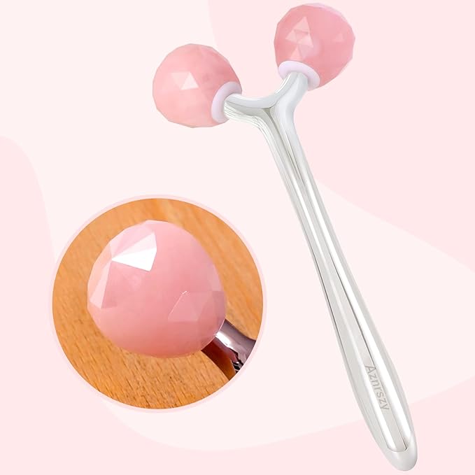 Face Roller for Wrinkles and Lifting, 3D Pure Jade Roller Diamond-Shaped for Women Men Skin Care Guasha Scraping Facial Massager Tool for Jawline V- Shape & Puffy Eyes & Lymphatic Drainage