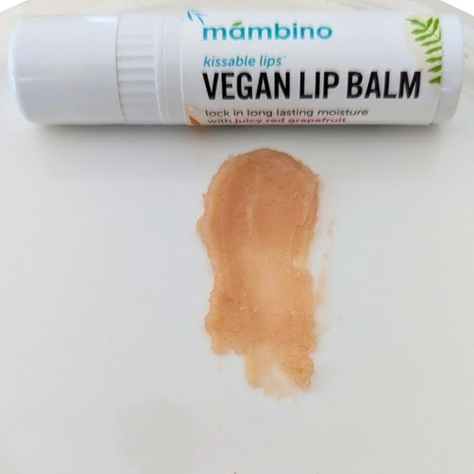 Mambino Organics Kissable Lips Glossy Vegan Lip Balm, Juicy Red Grapefruit, 7 G, 3 Pack