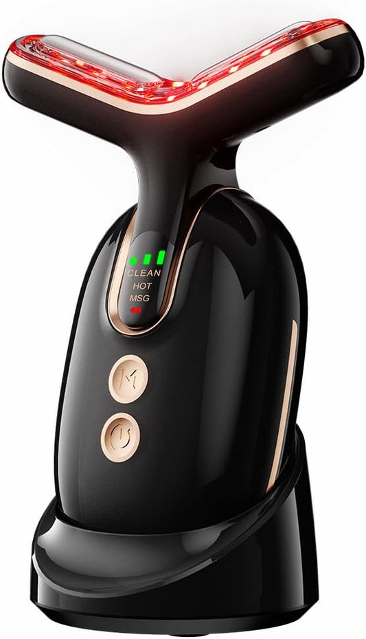 Neck Face Massager, Multifunctional Facial Massager, Face Sculpting Tool for Skin Care and Double Chin (Black Gold)