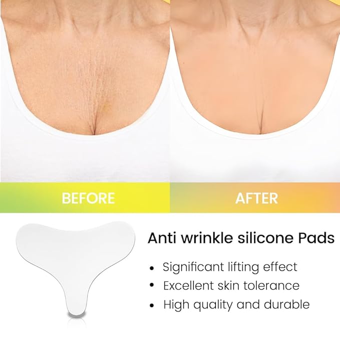 evpct 2Pcs Silicone Chest Smoothing Wrinkle Pads Reusable, Silicone Anti Chest Wrinkle Patches Reusable for Chest Wrinkles Overnight, Décolleté Chest Wrinkle Pillow Pads for Smoother, Size L- T Type