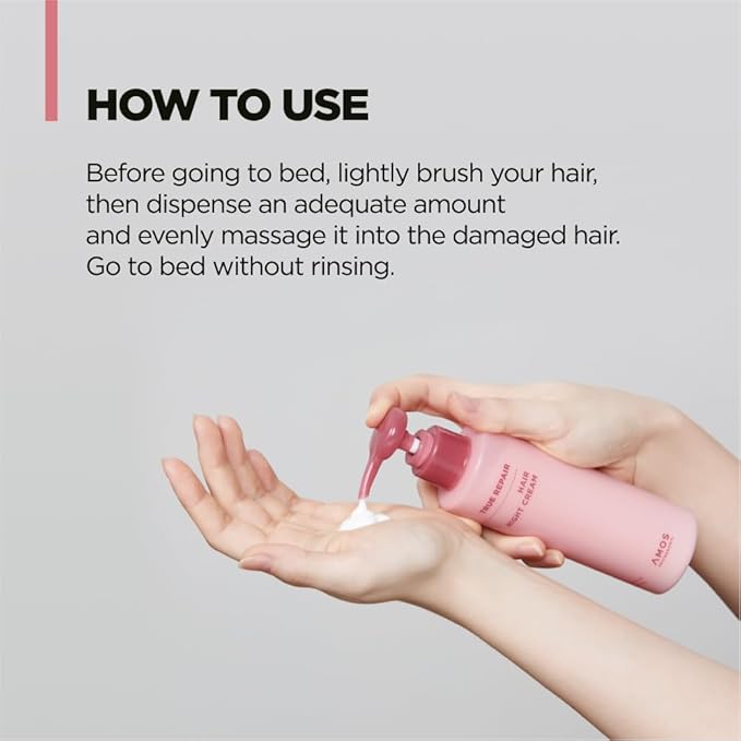 AMOS PROFESSIONAL True Repair Hair Night Cream l Overnight Hair Leave-in Conditioner, Hydrating & Deep Conditioning for Dry and Damaged Hair, 6.0 fl.oz