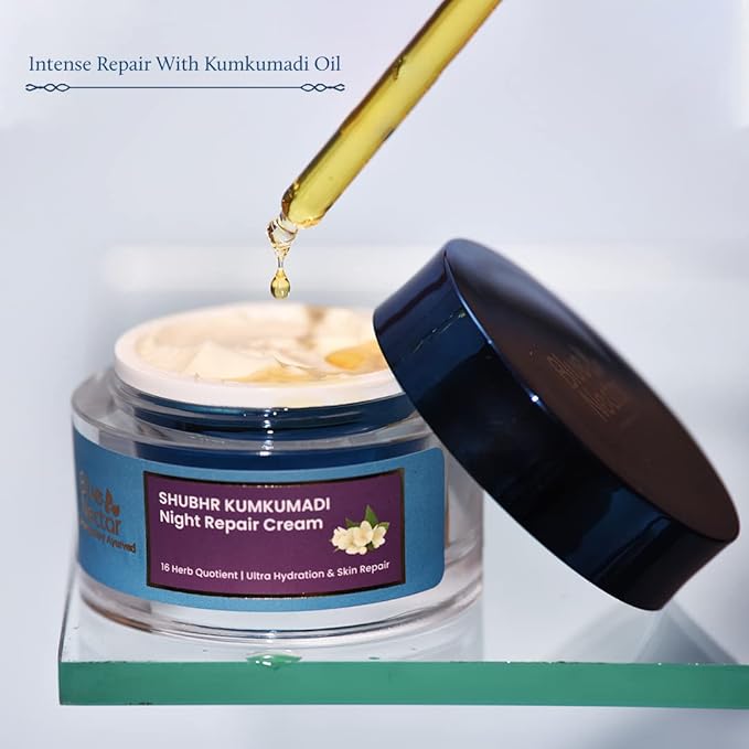 Blue Nectar Kumkumadi Night Cream & Bakuchi Anti Aging Serum for Youthful Radiance