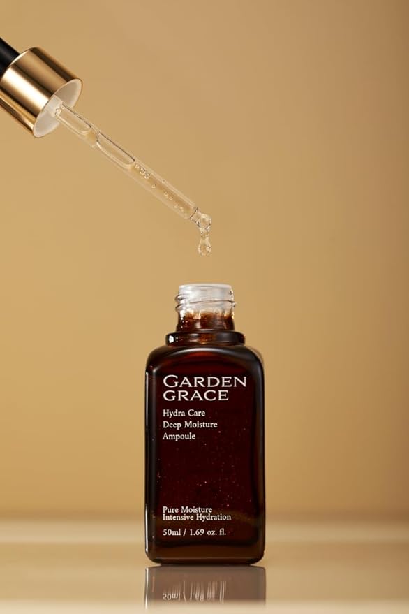 GARDENGRACE Hydra Care Deep Moisture Ampoule(serum) 50ml, 1.69 fl.oz, Rich Natural Korean Skincare for an Even Skin Tone. Aloe vera leaf water instead of purified water(70.26%)