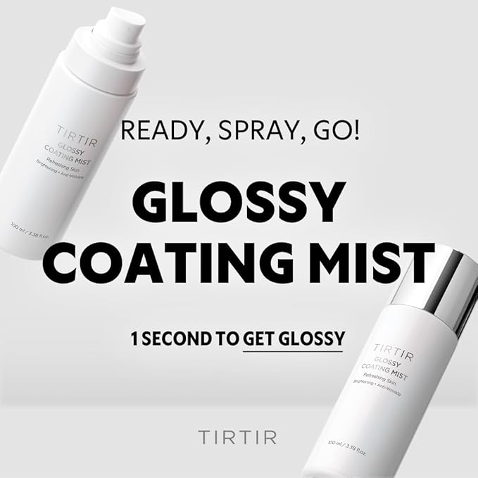 TIRTIR Glossy Coating Mist 3.38 fl. oz, Illuminating Polyglutamic Acid Face Mist for Fresh, Glowing Skin,Cooling, Soothing, Makeup Prep Spray
