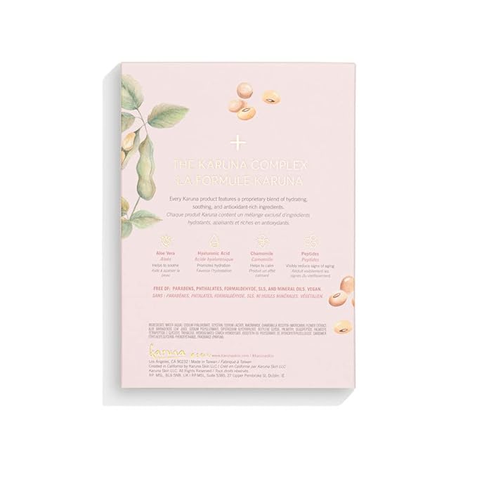Karuna Skin - Hydrating+ Sheet Masks for Well-Moisturized & Hydrated Skin, Glow-Enhancing Face Masks Skin Care Products, Hydrating Facial Masks with Natto, Niacinamide & Sodium Lactate, 4 Sheets