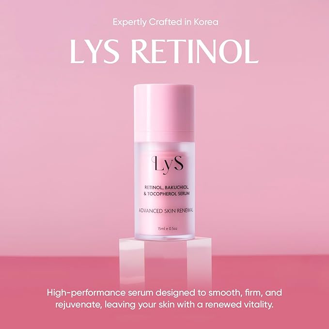 LYS by Misa Korean Retinol Serum for Face - Retinol, Bakuchiol & Tocopherol Formula - Enhances Firmness & Texture - Retinol for face & All Skin Types, Sensitive - Made in Korea