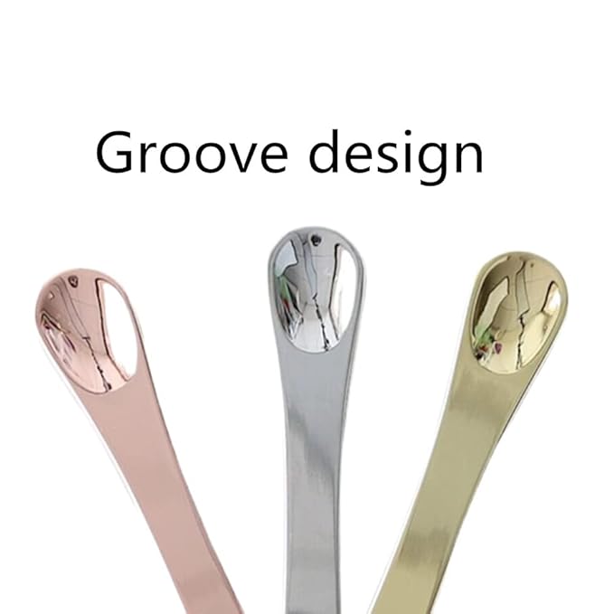 Honkenda 3 Pcs Metal Makeup Spatula Spoon, Reusable Mini Cosmetic Beauty Scoop for Facial Cream, Lotions, Moisturizers, Face Mask (Gold, Silver, Rose Gold)