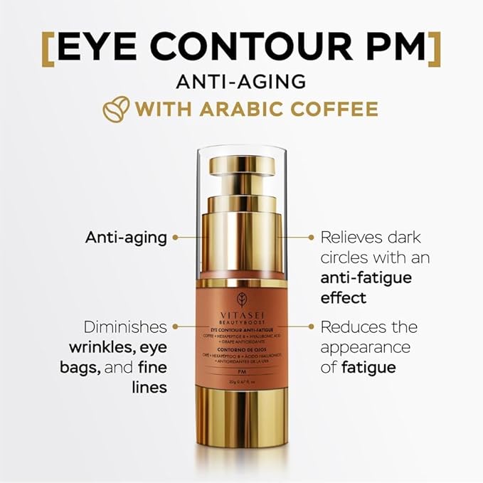 Moisturizing Night Serum w/Hyaluronic Acid, Cucumber, Grape & Coffee Extract for Dark Circles, Puffiness & Bags - Under Eye Hydration Serum for Women & Men (0.67 Fl Oz)