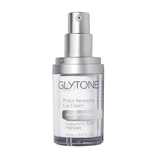 Glytone Age-Defying PHA+ Renewing Eye Cream for Wrinkles| Anti aging Under Eye Cream with Hyaluronic Acid Peptides| Targets Puffiness, Bags, Wrinkles & Dark Circles| Brightening Moisturizer| 0.5 Fl oz