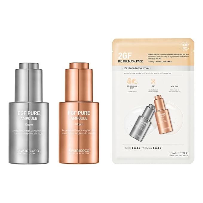 EGF FGF Ampoule and Mask Set, Firming, Anti Aging, Skin Elasticity, Skin Repair, Korean Skincare