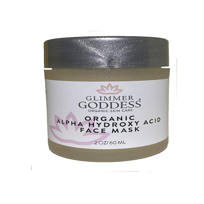 GLIMMER GODDESS Organic Face Mask - Tighten, Purify, Hydrate - Alpha Hydroxy Acid, Hyaluronic Acid - 2 oz