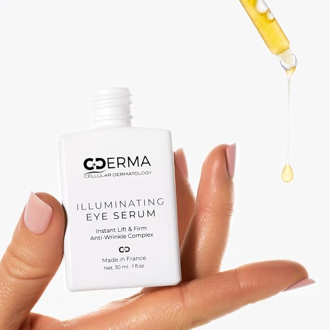 CDERMA Anti Aging Eye Serum Reduces Wrinkles, Fine Lines, Puffiness & Dark Under Eye Bags. Instant Lift & Firm - Made in France, 1 fl oz