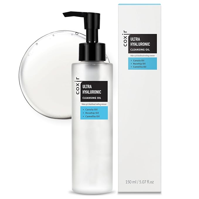 coxir ULTRA HYALURONIC CLEANSING OIL l Gentle Korean Facial Cleanser, Blackhead, Makeup Removal with Hyaluronic Acid, Plant-based oils, No Mineral Oil [5.07 Fl.oz(pack of 1)]