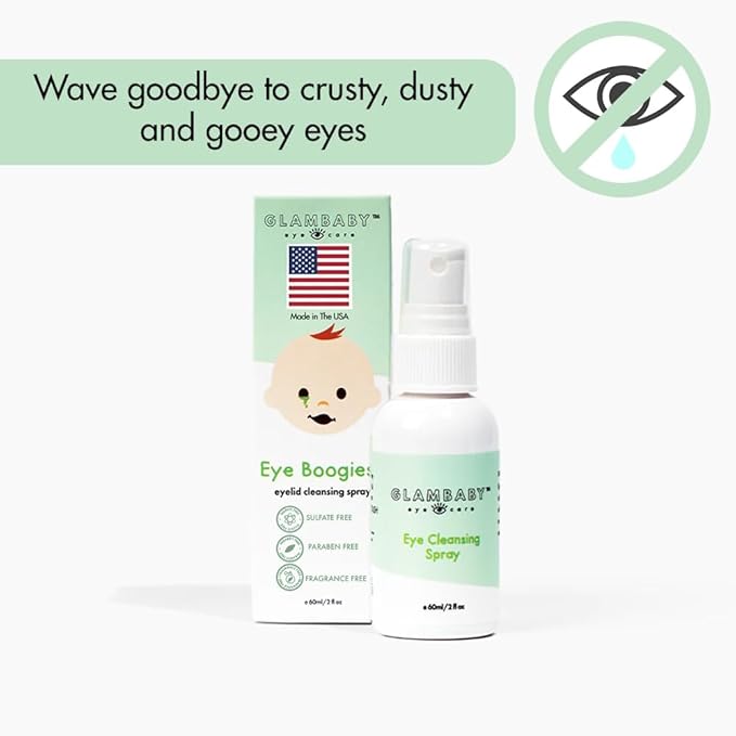 GlamBaby Eye Boogies Stye Eye Treatment | Sting-Free & Wipe-Free | Hypochlorous Eyelid Cleanser & Pink Eye Drops | Provides Allergy Conjunctivitis & Blepharitis Relief | Baby Eye Drops Spray (2 Pack)