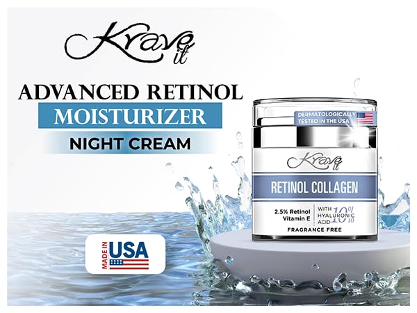 Retinol Cream for Face, Anti Aging Cream - Vitamin E, B5 & Hyaluronic Acid for Skin Care, Anti Wrinkle Face Cream with Collagen for Women/Men, Day-Night Face Moisturizer for Woman, Collagen Cream1.7oz