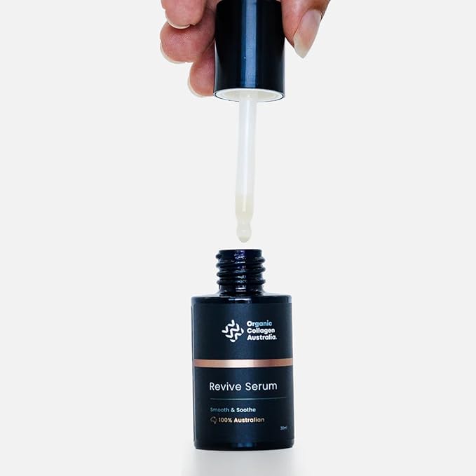 Organic Collagen Australia Revive Serum – Hydrating Face Serum with Hydrolyzed Collagen, Aloe Vera, Pine Bark Extract & Vitamin C – Smooths Fine Lines, Nourishes, & Softens Skin (1 oz)