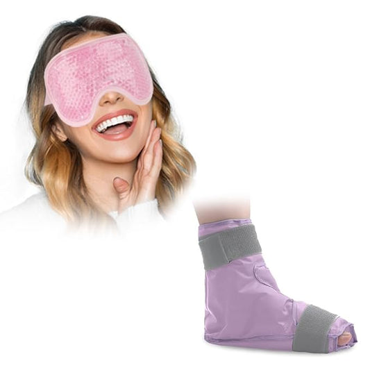 NEWGO Bundle of Cold Eye Mask and Foot Ice Pack Wrap