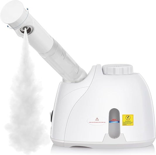 NewWay Facial Steamer Plus Extendable Arm Steaming Warm Mist Humidifier for Face Spa Sinuses Moisturizing, Salon or Homeuse