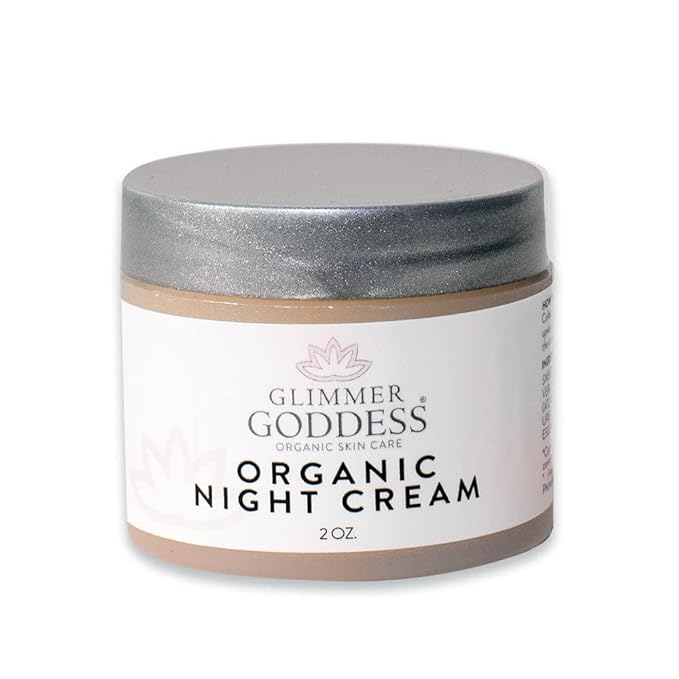 Simply Radiant Beauty Glimmer Goddess Organic Lavender Night Cream Face Moisturizer, Vegan, Great for all Skin Types, 24 hour Hydration, Less Stretch Marks, Natural, 2 oz