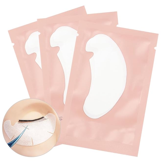 50 Pair Under Eye Pads,Eyelash Extension Gel Patches, Lash Extension Lint Free Under Hydrogel Eye Mask Pads Beauty Tool (Pink)