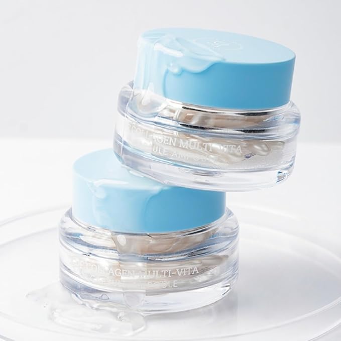 Multi-Vita Capsule Ampoule – Anti-Wrinkle Firming Serum with Hyaluronic Acid, Collagen & Ceramide, Vegan Vegetable Oil Base, Deep Hydration, Korean Skin care, 30 Capsules