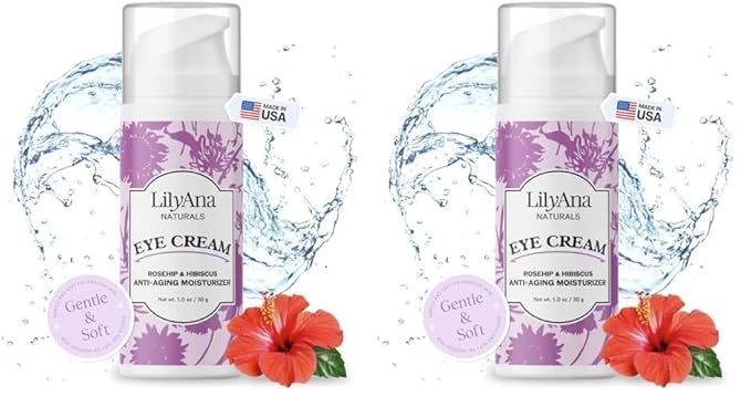 LilyAna Naturals Eye Cream for Dark Circles and Puffiness, Under Eye Cream for Wrinkles and Bags, Anti Aging Eye Cream helps Improve Dryness and Sensitive Skin - 1 oz - Made in USA (Pack of 2)