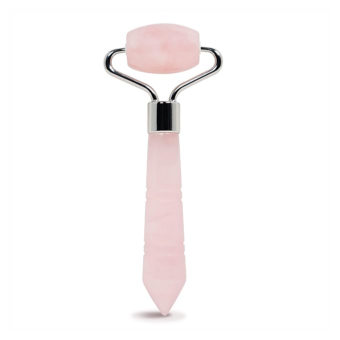Mini Rose Quartz Roller for Face - Improves Skin Tone and Blood Circulation - Skin Care Face Roller Reduces Under-Eye Puffiness and Dark Circles