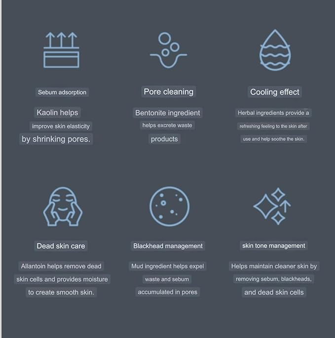 Pore Tightening & Cleaning Mask (5.3oz) - Deep Cleansing Mask for Blackhead Removel, Pore Reducing & Tightening. Kaolin, Allantoin, Bentonite. Korean Skin Care