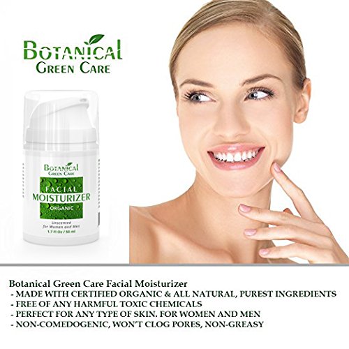 Botanical Green Care Organic Facial Moisturizer. Natural Anti Aging Face Moisturizing Cream for Sensitive, Dry & Normal Skin for Women and Men