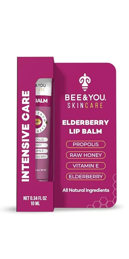 Bee and You Ultra Hydrating Lip Balm | Natural Liquid Formula, Elderberry & Propolis Extract, Shea Butter, Beeswax, Vitamin E – Chapped & Dry Lips Repair, 10ml