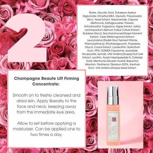 Consult Beaute - Champagne Beaute Lift - 3 Piece Firming Face, Neck & Eye Set - Lift, Firm and Rejuvenate Slack, Sagging Skin - Hydrating Moisture Cream and Serum - Niacinamide - Peptide Complex