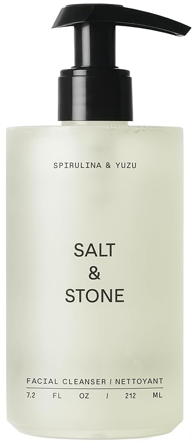 Salt & Stone Face Wash for Women & Men, Spirulina & Yuzu Gentle Facial Cleanser, Makeup Remover Pore Minimizer with Hyaluronic Acid, Squalane, Skin Care for All Skin Types, Vegan, Cruelty Free, 7.2 oz
