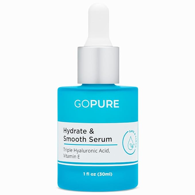goPure Actives Hyaluronic Acid Serum with Vitamin E - Natural Glow Serum for Visibly Brighter, Hydrated Skin, Anti-Aging Serum to Smooth the Appearance of Wrinkles and Promote a Firmer-Look - 1 fl oz
