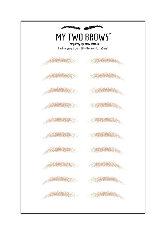(10 pairs) Dirty Blonde Temporary Eyebrow Tattoo - Extra Small Size - Waterproof & Smudgeproof - Everyday Brow Style Eyebrow Stickers - Sheet Lasts up to 30 Days - Won't Work on Existing Brows