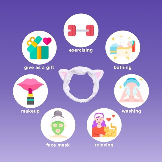 I DEW CARE Hydrogel Eye Patch - Starlit Kitten, 5 EA + Face Wash Headband - White Cat, 1 Count Bundle