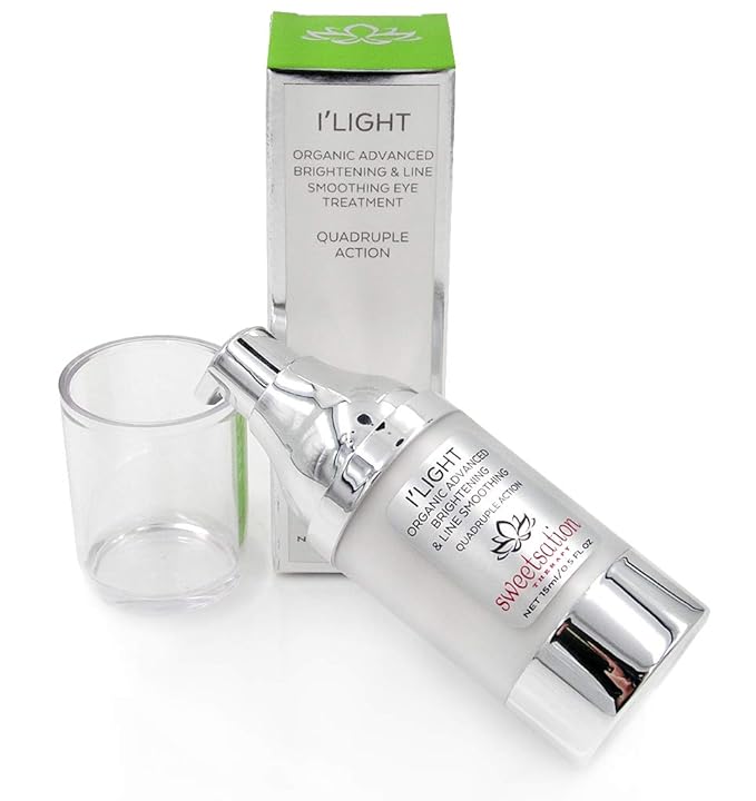 Sweetsation Therapy/YUNASENCE ILIGHT Organic Advanced Illuminating & Line Smoothing Eye Treatment, 0.5oz. For Dark Circles, Puffiness, Fine Lines.