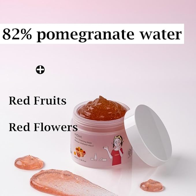 MIDHA Vita C Vitalizing Mask, Facial Wash-off mask, with Vitamin C and red fruits nutrition, vegan