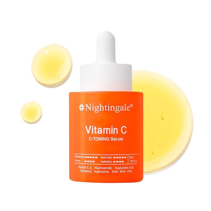 NIGHTINGALE C-TONING VITAMIN C SERUM For Face,Anti Aging and Skin Brightening with Vitamin C,Niacinamide, Hyaluronic Acid,Vitamin E,Adenosine,Reduces dark Spots, uneven skin Tone, 1.69fl.oz(50ml)