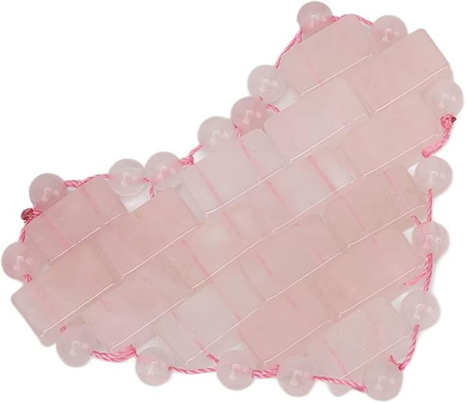 2Pcs Rose Quartz Eye Mask, Jadestone Eye Patch Reduce Facial Edema Relieve Eye Strain Heart Shaped Stone Eye Pad for Massage Facial Cooling Mask