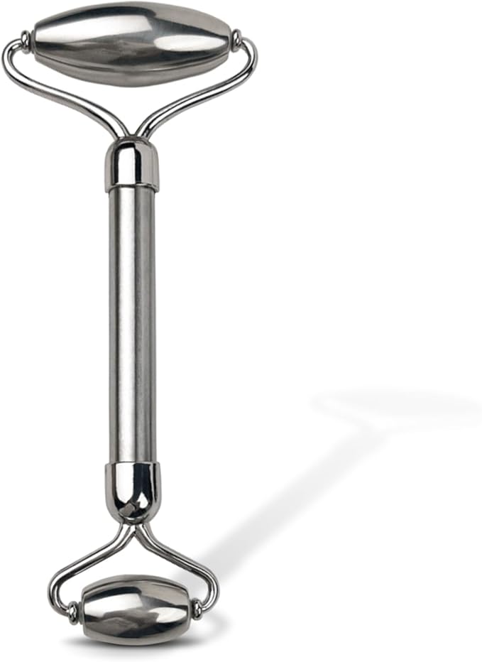 Stainless Steel Facial Roller - Metal Face and Eye Roller, Gua Sha Facial Tools Stainless Steel, Reduce Puffiness, Cooling Dual Sided Stainless Steel Facial Roller Massager