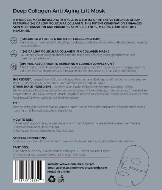 Elénbie Love The Skin You're In, Deep Collagen Anti Aging Lift Mask