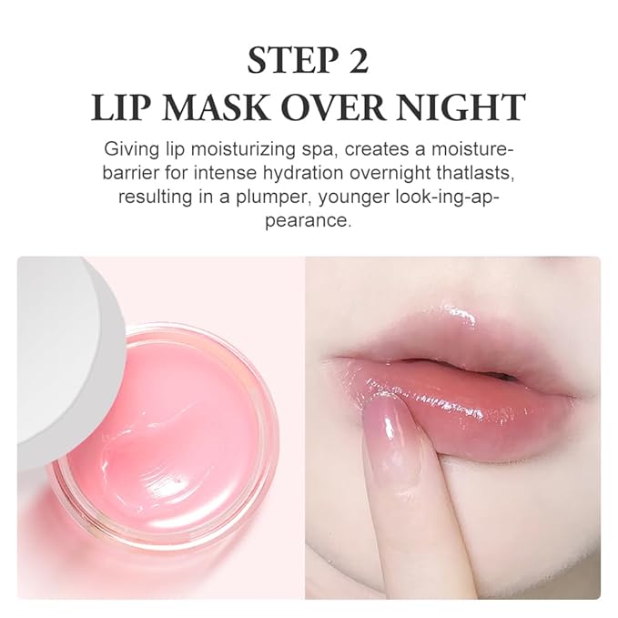 Strawberry Lip Scrub And Mask Set, Lip Scrub Kit, Lip Scrub Set, Sugar Lip Scrub Exfoliator, Lip Scrub For Dark Lips To Lighten, Lip Care Kit, Sleeping Lip Mask, Lip Mask Pack, 1.4 oz / 2-piece