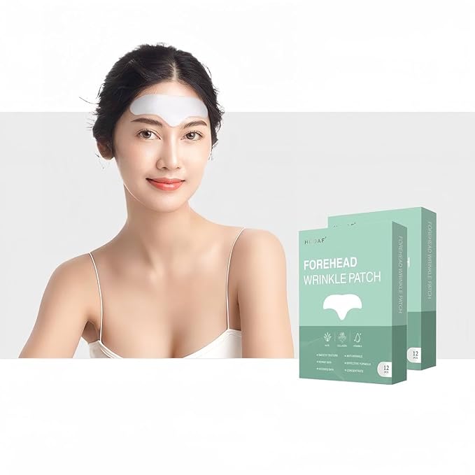 Forehead wrinkle patches 12Pcs for face, Anti Wrinkle with Collagen, Aloe Vitamin E, smooth fine lines, smooth face Forehead Wrinkle Collagen Reduces Fine Lines & Frown Lines